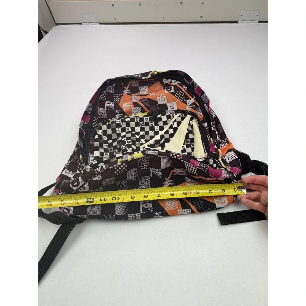 Vintage Volcom Vintage Backpack Y2K Skull Checkerboard Graphic Print Skate Bag